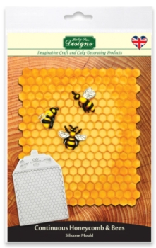 Silicone Mould - Continuous Honeycomb & Bees